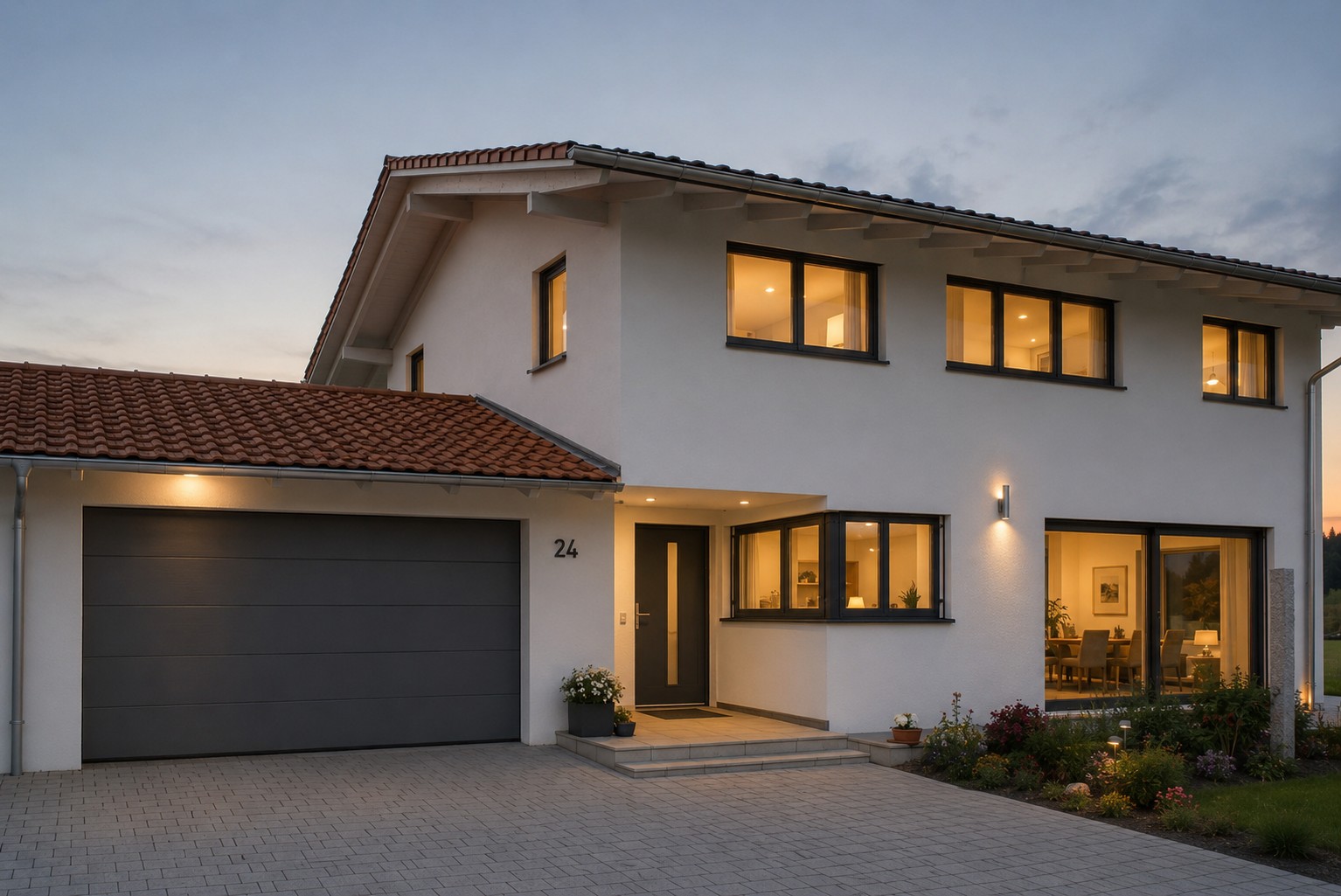 Garage mit Wohnhaus